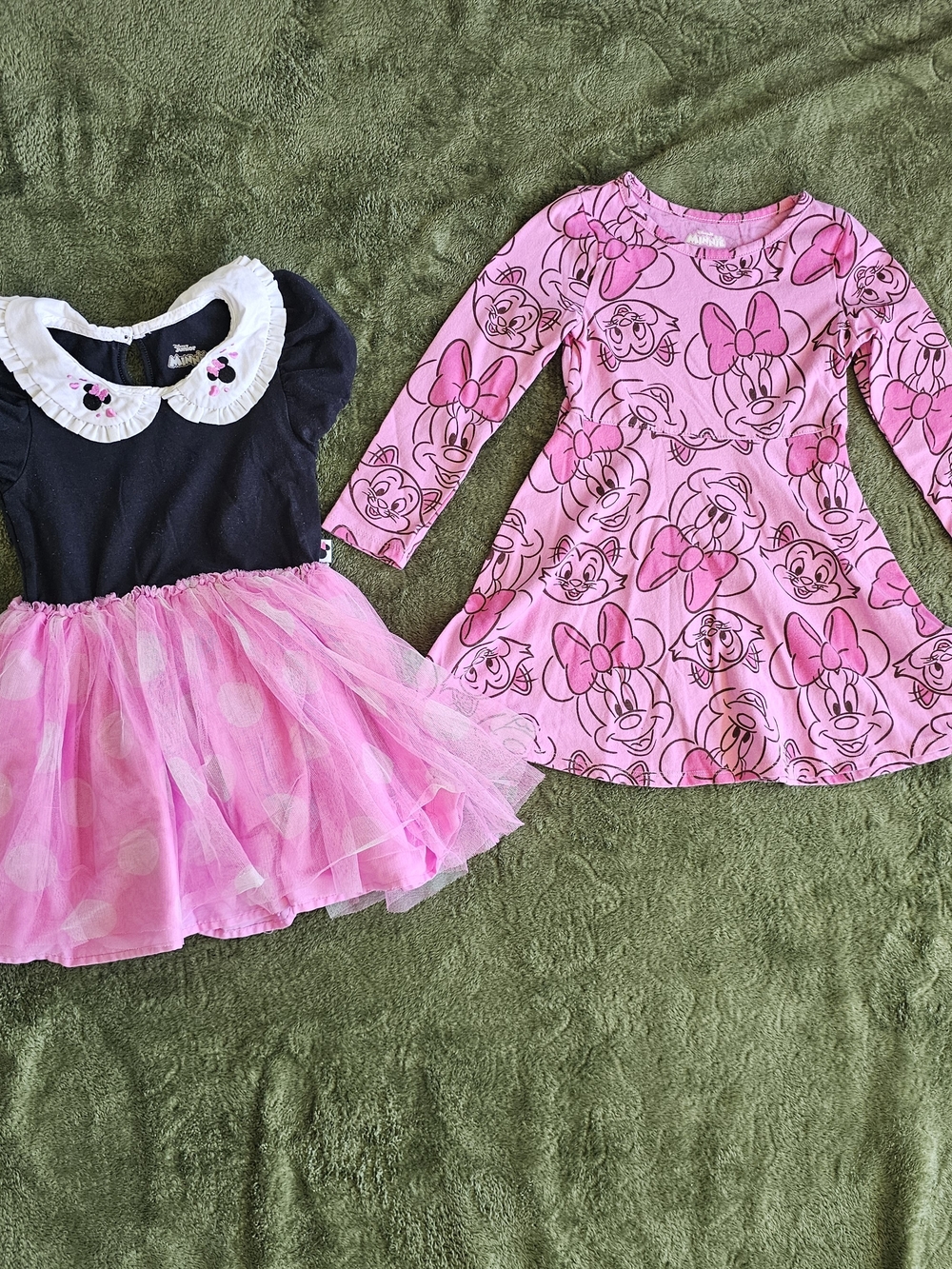 Disney Jr Kids Minnie Mouse Figaro Dresses Set Of 2 Pink Polka Dot Collared